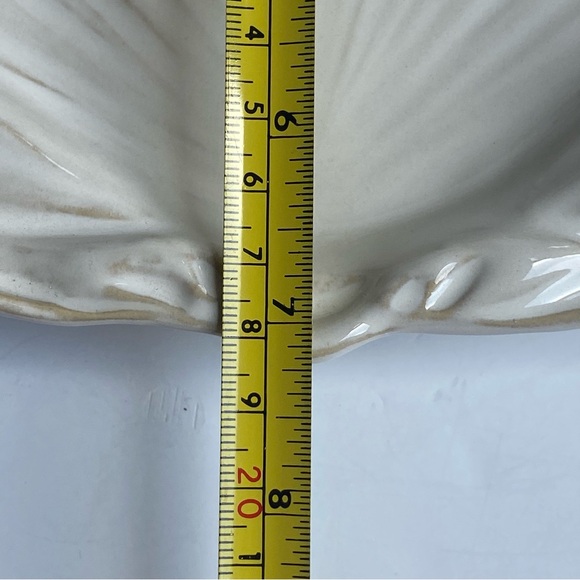 Scallop Shell Plate Trinket Dish 7.5” Ceramic Ivory Realistic Candy Decor New - Picture 7 of 16